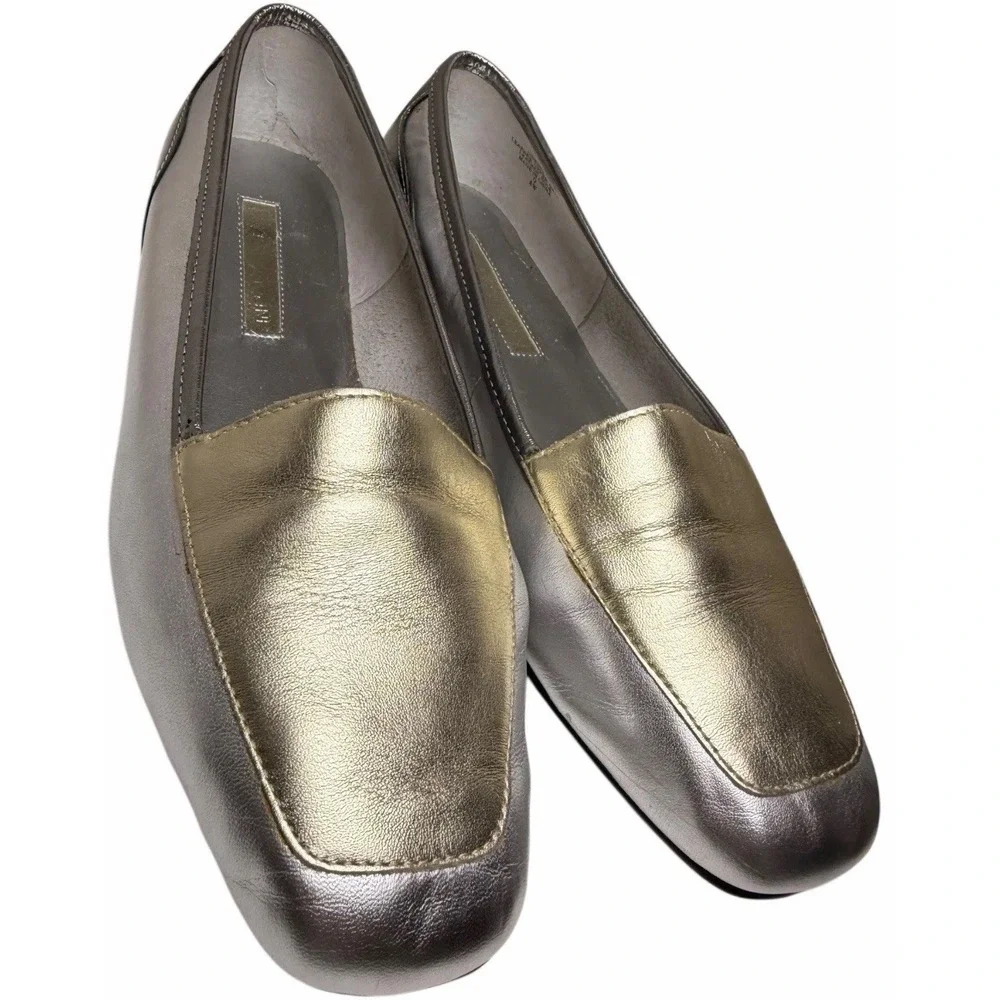 Enzo Angiolini Metallic Liberty Square Toe Leather Loafers 8M